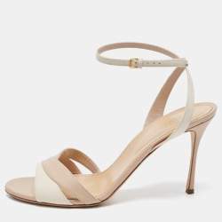 مملوكة مسبقًا Sergio Rossi Two Tone Leather Ankle Strap Sandals Size 40.5