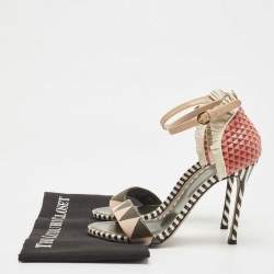 Pre Owned Sergio Rossi Multicolor Leather Ankle Strap Sandals Size 38.5