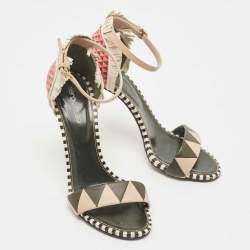 Pre Owned Sergio Rossi Multicolor Leather Ankle Strap Sandals Size 38.5