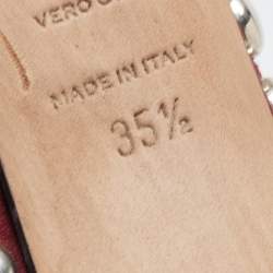 Pre Owned Sergio Rossi Burgundy Suede Embellished Pointed Toe Pumps Size 35.5