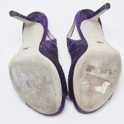 Sergio Rossi Purple Sequin and Satin Slingback Sandals Size 36