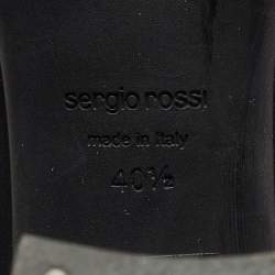 Pre Owned Sergio Rossi Black Leather Buckle Ankle Length Block Heel Boots Size 40.5