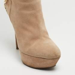 Sergio Rossi Beige Suede Knee Length Boots Size 38