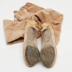 Sergio Rossi Beige Suede Knee Length Boots Size 38