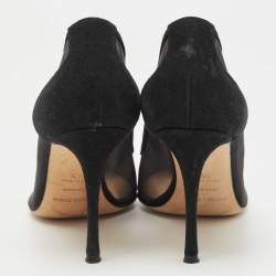 مملوكة مسبقًا Sergio Rossi Black Suede And Mesh Pointed Toe Pumps Size 36.5