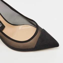 مملوكة مسبقًا Sergio Rossi Black Suede And Mesh Pointed Toe Pumps Size 36.5