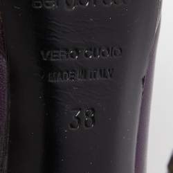 Sergio Rossi Metallic Purple Leather Peep Toe Pumps Size 38