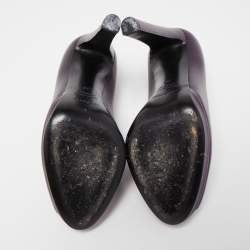 Sergio Rossi Metallic Purple Leather Peep Toe Pumps Size 38