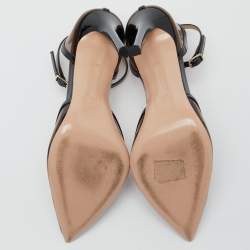 Pre Owned Gianvito Rossi Black PVC and Patent Leather Crystal Embellished Pumps Size 36.5