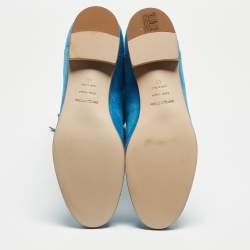 Pre Owned Sergio Rossi Blue Suede Bow Knee Length Boots Size 40