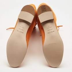 Pre Owned Sergio Rossi Orange Suede Bow Knee Length Boots Size 40