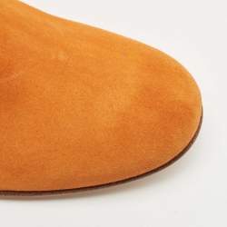 Pre Owned Sergio Rossi Orange Suede Bow Knee Length Boots Size 40