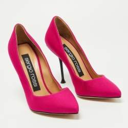 Pre Owned Sergio Rossi Pink Satin Pointed Toe Pumps Size 35.5