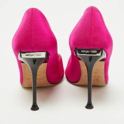 Pre Owned Sergio Rossi Pink Satin Pointed Toe Pumps Size 35.5