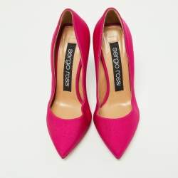 Pre Owned Sergio Rossi Pink Satin Pointed Toe Pumps Size 35.5