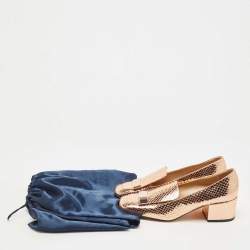 Pre Owned Sergio Rossi Rose Gold Python Embossed Loafer Pumps Size 39