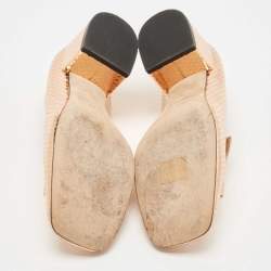 Pre Owned Sergio Rossi Rose Gold Python Embossed Loafer Pumps Size 39