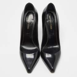 Pre Owned Sergio Rossi Black Leather Pointed Toe Pumps Size 37