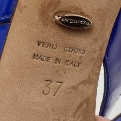 Pre Owned Sergio Rossi Blue Patent Leather Cachet Slingback Pumps Size 37