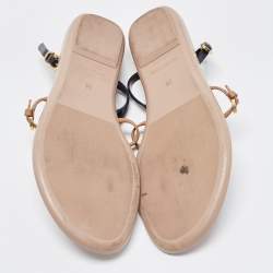 Pre Owned Sergio Rossi Two Tone Jelly and Leather Thong Flats Size 38