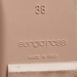 Pre Owned Sergio Rossi Two Tone Jelly and Leather Thong Flats Size 38