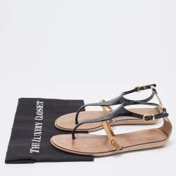 Pre Owned Sergio Rossi Two Tone Jelly and Leather Thong Flats Size 38