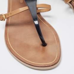 Pre Owned Sergio Rossi Two Tone Jelly and Leather Thong Flats Size 38