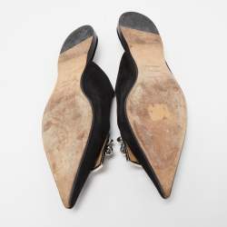 مملوكة مسبقًا Sergio Rossi Black Suede Slingback Flat Mules Size 38