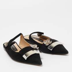 مملوكة مسبقًا Sergio Rossi Black Suede Slingback Flat Mules Size 38