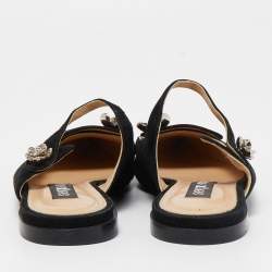 مملوكة مسبقًا Sergio Rossi Black Suede Slingback Flat Mules Size 38