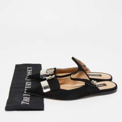 مملوكة مسبقًا Sergio Rossi Black Suede Slingback Flat Mules Size 38
