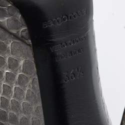 Pre Owned Sergio Rossi Grey Watersnake Leather Peep Toe Pumps Size 36.5