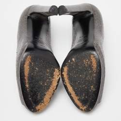 Pre Owned Sergio Rossi Grey Watersnake Leather Peep Toe Pumps Size 36.5