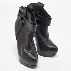 Sergio Rossi Black Leather Ankle Boots Size 39.5