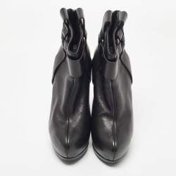 Sergio Rossi Black Leather Ankle Boots Size 39.5