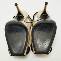 Pre Owned Sergio Rossi Gold Leather Bow Slingback Sandals Size 36