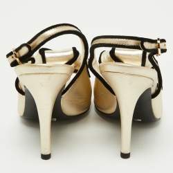 Pre Owned Sergio Rossi Gold Leather Bow Slingback Sandals Size 36