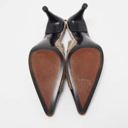 Pre Owned Sergio Rossi Two Tone Snakeskin Slingback Pumps Size 39