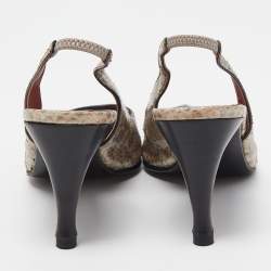 Pre Owned Sergio Rossi Two Tone Snakeskin Slingback Pumps Size 39