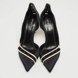 Pre Owned Sergio Rossi Black Satin D'orsay Pointed Toe Pumps Size 38.5