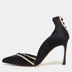 Pre Owned Sergio Rossi Black Satin D'orsay Pointed Toe Pumps Size 38.5