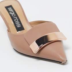 Pre Owned Sergio Rossi Pink Leather Pointed Toe Mules Size 36.5