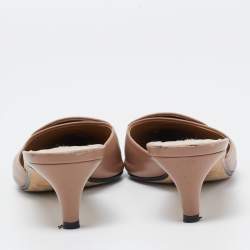 Pre Owned Sergio Rossi Pink Leather Pointed Toe Mules Size 36.5