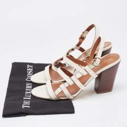 Pre Owned Sergio Rossi White Leather Strappy Slingback Sandals Size 41