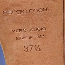 Pre Owned Sergio Rossi Lavender Leather and Alcantara Platform Slingback Sandals Size 37.5