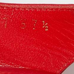 Pre Owned Sergio Rossi Red Leather Platform Wedge Slingback Sandals Size 37.5