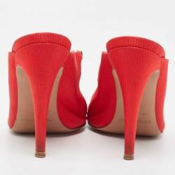 Pre Owned Sergio Rossi Red Fabric Crystal Embellished Slide Sandals Size 38