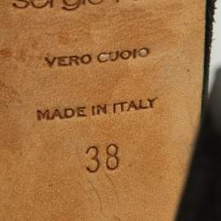 مملوكة مسبقًا Sergio Rossi Black Crystal Embellished Suede T-Bar Ankle Strap Platform Sandals Size 38