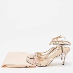 Pre Owned Sergio Rossi Metallic Leather Ankle Strap Sandals Size 40