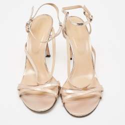 Pre Owned Sergio Rossi Metallic Leather Ankle Strap Sandals Size 40